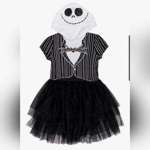 Jack Skellington Spooky Striped Costume Dress with Hood Fits 9-10 Year Olds